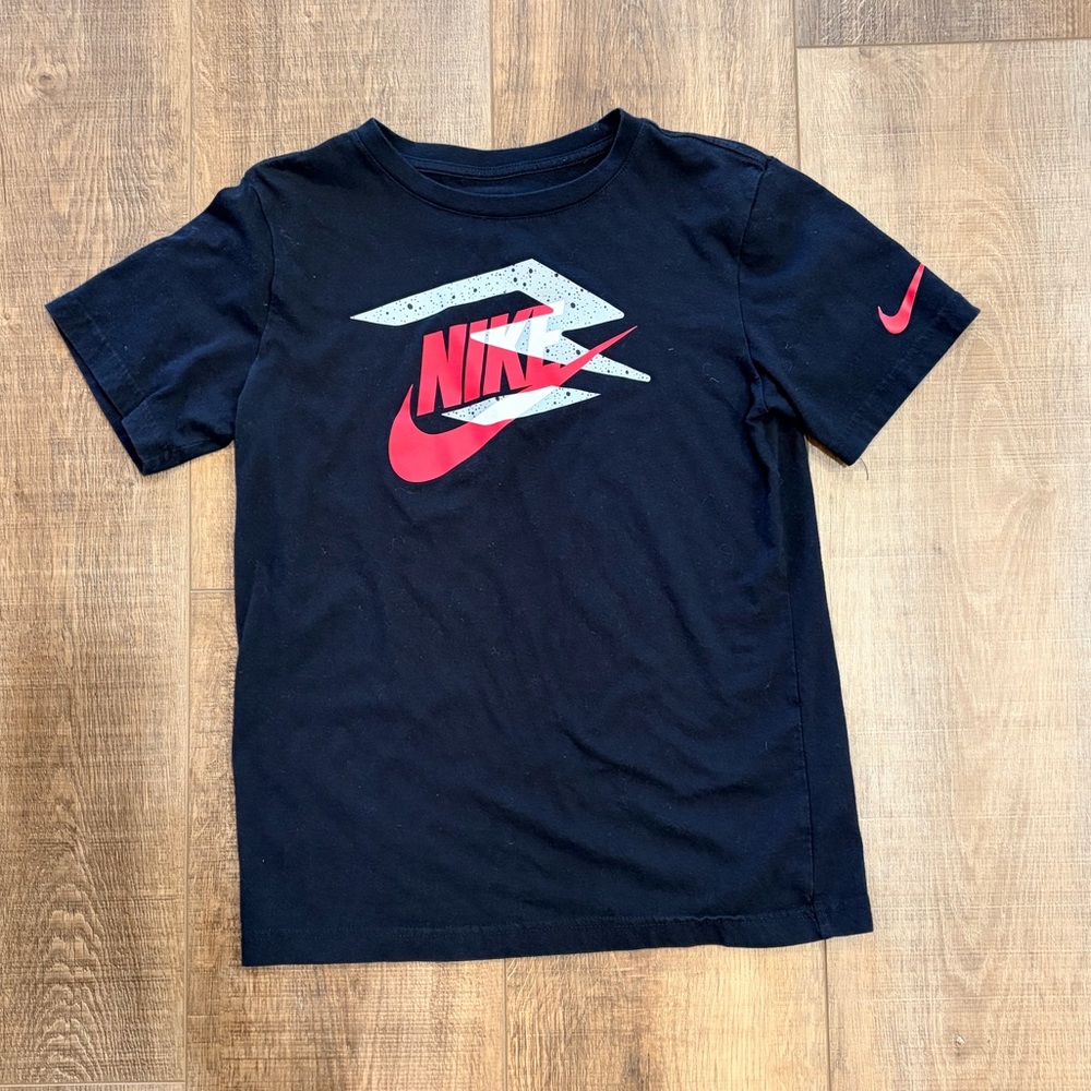 Nike Kids Black Tee with Red and Light Gray Logo